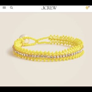 J. Crew Yellow Beaded Crystal Wrap Bracelet w pearl NEW!